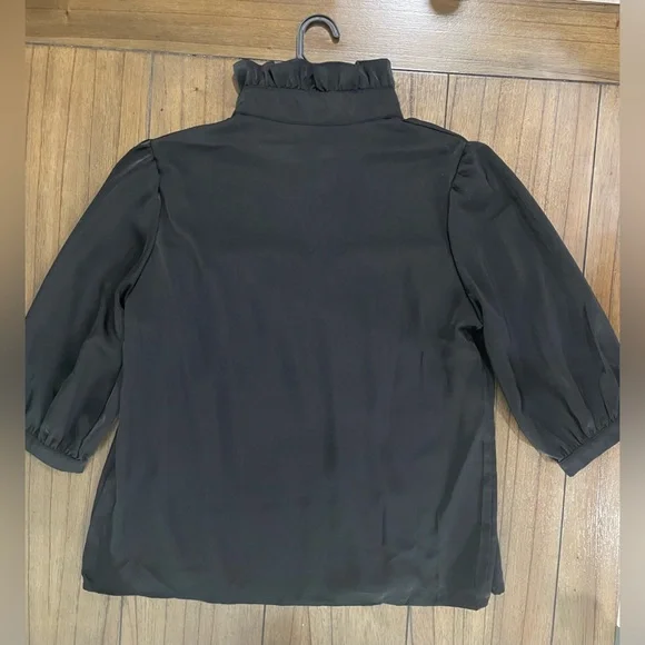 COPY - Casual Ruffle High Neck Puff Sleeve Top - Picture 3 of 4